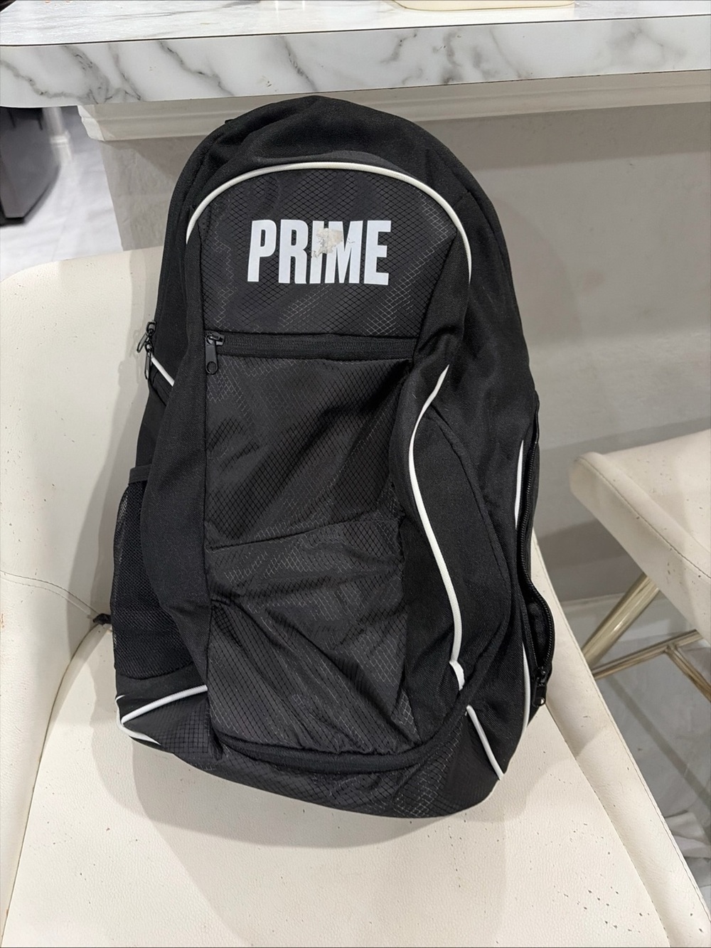 Black Men's Backpack with White Accents